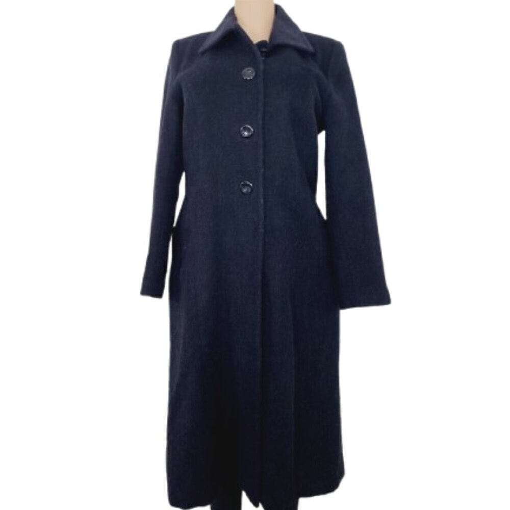 Modelli Collection 2000 Women's Black Three-Button Collared Long Overcoat Size L